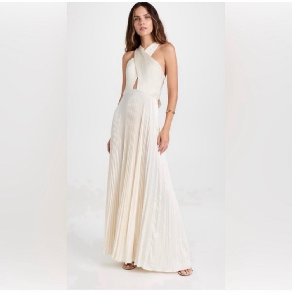 NWT A.L.C. Athena Satin Pleated Maxi Dress